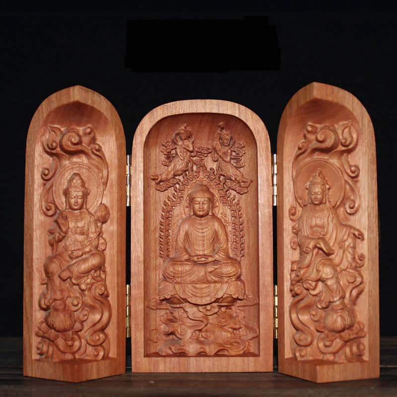 Awalokiteśwara Kwan Yin Budda Drewno Wiśniowe Współczucie Ołtarz Dekoracji Wnętrz - Image 5