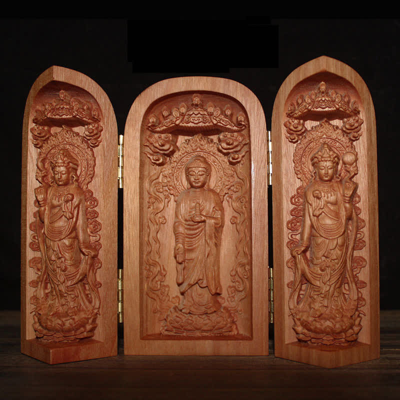 Awalokiteśwara Kwan Yin Budda Drewno Wiśniowe Współczucie Ołtarz Dekoracji Wnętrz - Image 6