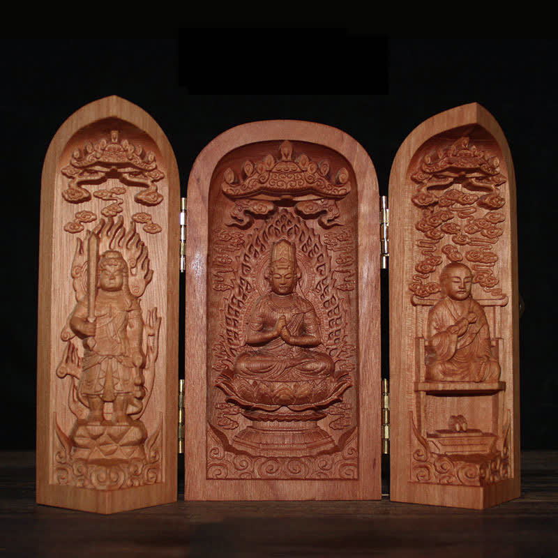 Awalokiteśwara Kwan Yin Budda Drewno Wiśniowe Współczucie Ołtarz Dekoracji Wnętrz - Image 8