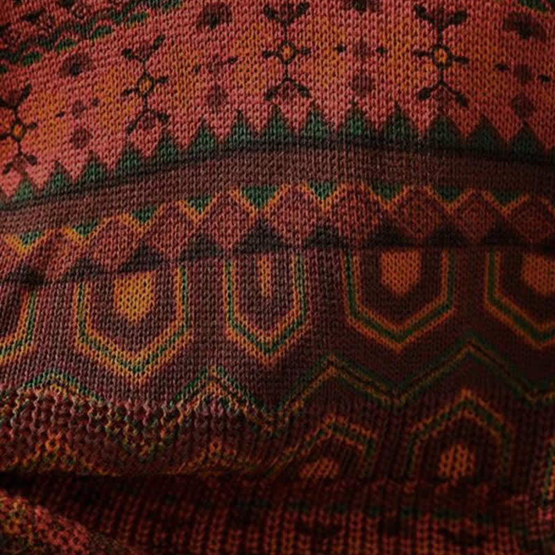 Bluza damska z długim rękawem i dzianinowym kapturem z motywem Buddha Stones w paski i geometryczne kwiaty - Image 11