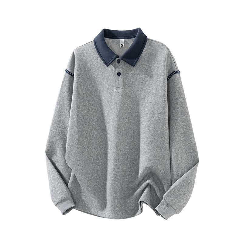 Bluza męska z bawełny z kołnierzykiem polo i guzikami Buddha Stones Fall Polo - Image 2