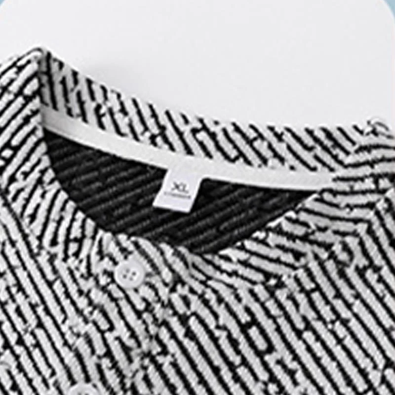 Bluza męska z okrągłym dekoltem i paskami "Buddha Stones Fall" z guzikami - Image 13
