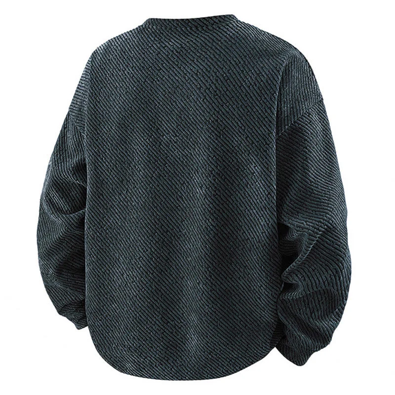 Bluza męska z okrągłym dekoltem i paskami "Buddha Stones Fall" z guzikami - Image 2