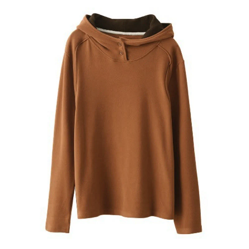 Bluza z kapturem damska z długim rękawem i kapturem "Buddha Stones Winter Solid Color Cotton Thicked" z kapturem - Image 3