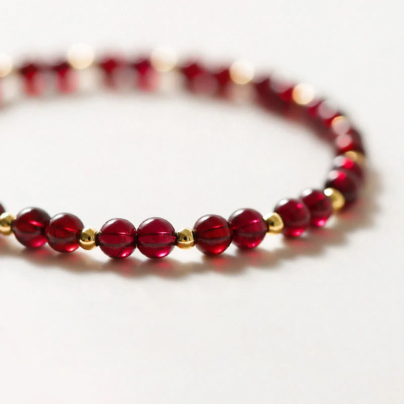 Bransoletka Buddha Stones 14K Gold Natural Granat Cinnabar Flower Calm - Image 6