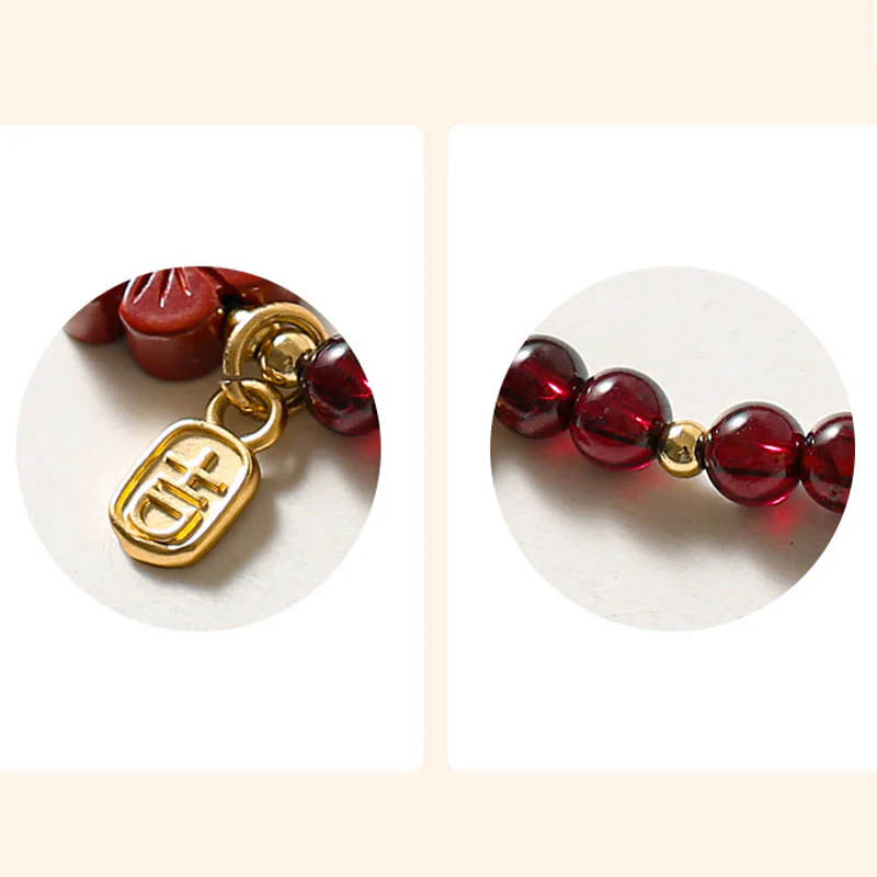 Bransoletka Buddha Stones 14K Gold Natural Granat Cinnabar Flower Calm - Image 9