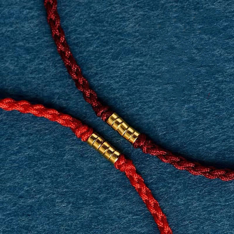 Bransoletka Buddha Stones 925 Srebro Sterlingowe Szczęśliwe Złote Koraliki Pleciony Sznurek Anklet - Image 4