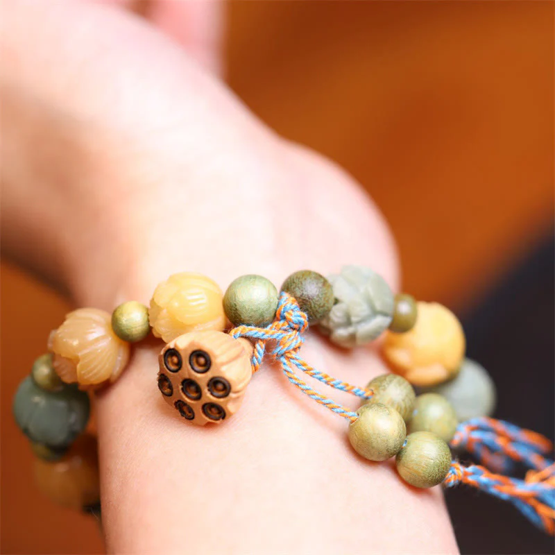 Bransoletka Buddha Stones Bodhi Seed Lotus Green Sandalwood Wisdom Harmony - Image 7