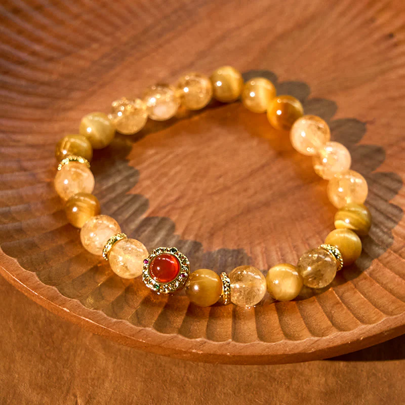 Bransoletka Buddha Stones Citrine Tiger Eye Red Agat Generosity - Image 9