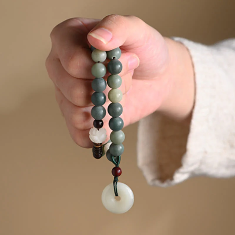 Bransoletka Buddha Stones Cyan Bodhi Nasiona Lotosu Jadeit Spokój Klamra Mądrość Podwójne Owijanie - Image 12