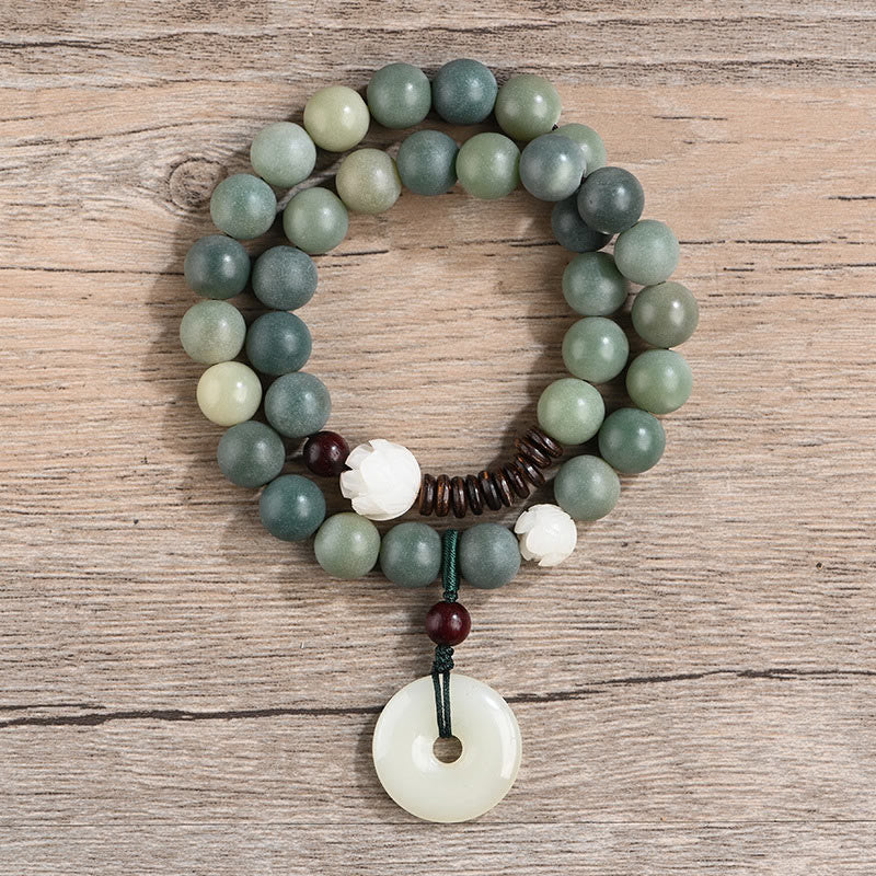Bransoletka Buddha Stones Cyan Bodhi Nasiona Lotosu Jadeit Spokój Klamra Mądrość Podwójne Owijanie - Image 2