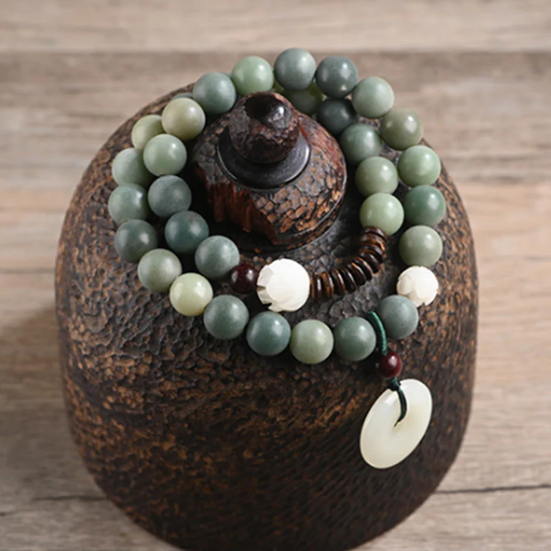 Bransoletka Buddha Stones Cyan Bodhi Nasiona Lotosu Jadeit Spokój Klamra Mądrość Podwójne Owijanie - Image 7