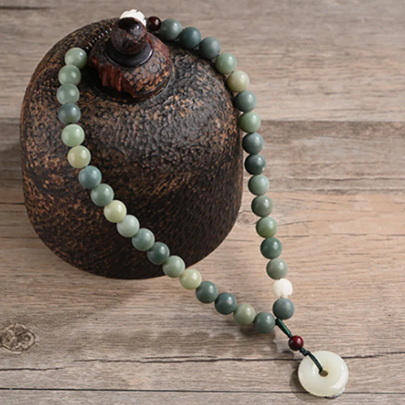 Bransoletka Buddha Stones Cyan Bodhi Nasiona Lotosu Jadeit Spokój Klamra Mądrość Podwójne Owijanie - Image 8