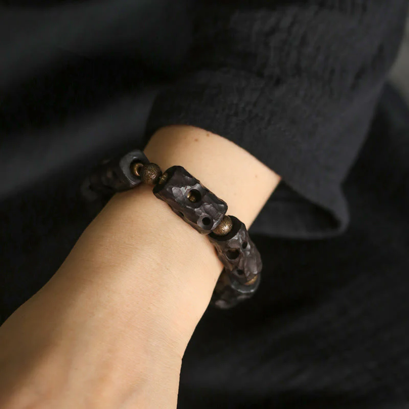 Bransoletka Buddha Stones Ebony Wood Copper Brass Calm - Image 5