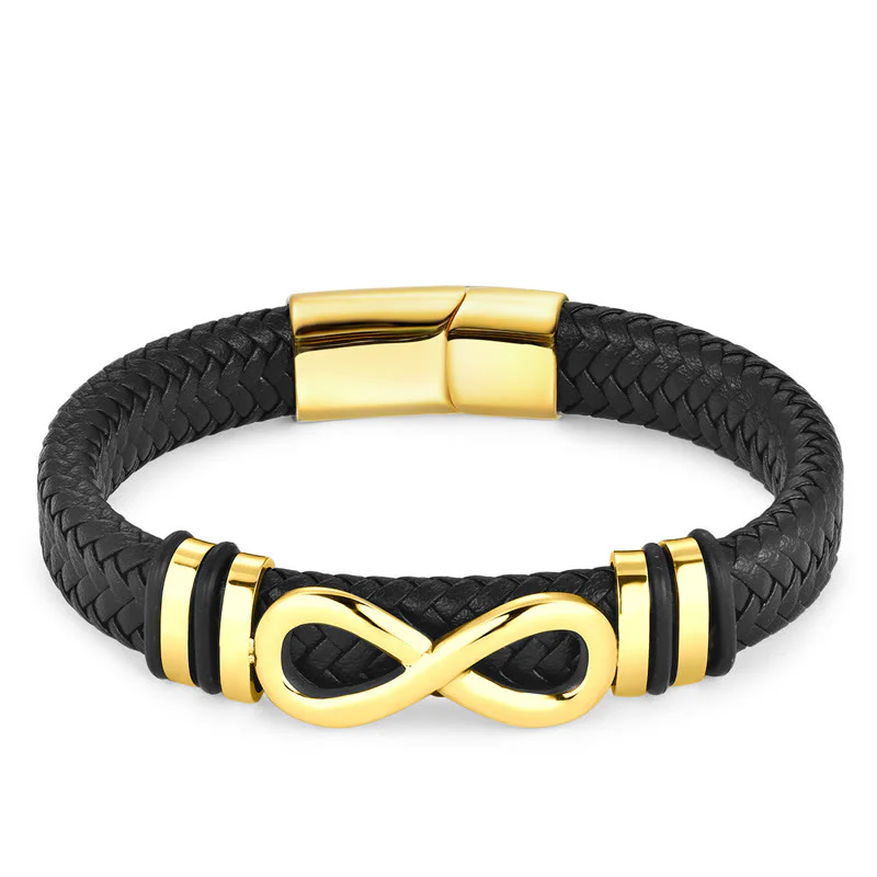 Bransoletka Buddha Stones Endless Knot Design ze stali tytanowej ze wzmocnieniem plecionej skóry z klamrą - Image 12