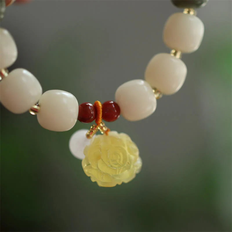 Bransoletka Buddha Stones Gradient Bodhi Seed Amber Lotus Peace - Image 7