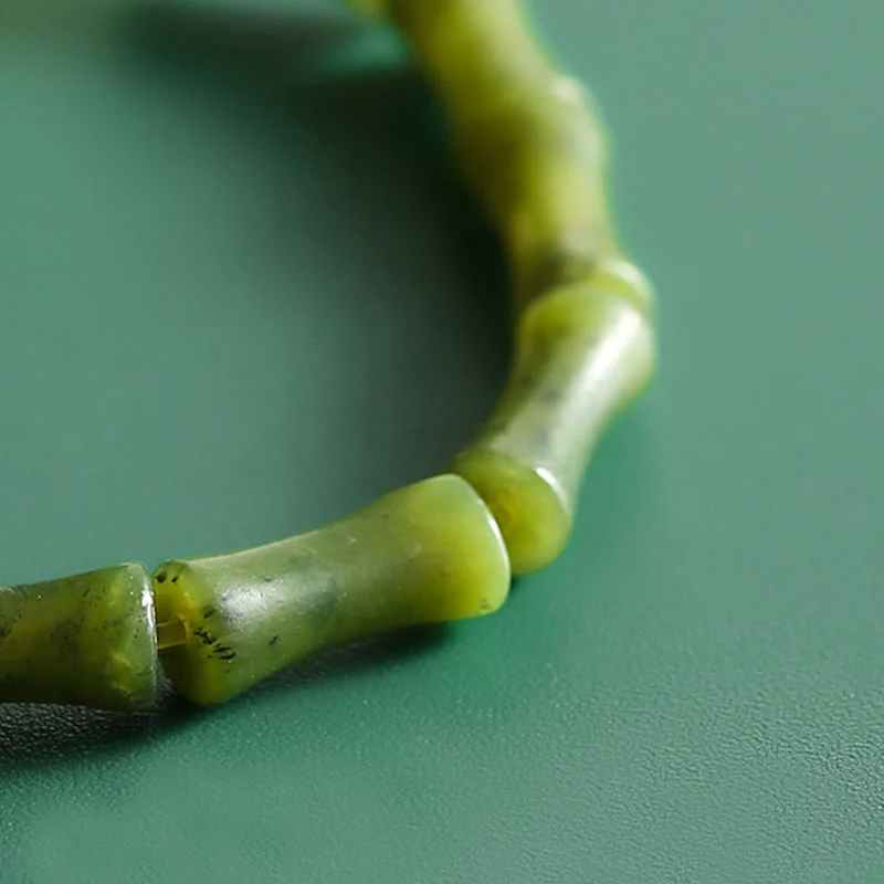 Bransoletka Buddha Stones Green Bamboo Jade Pattern Luck Abundance - Image 6