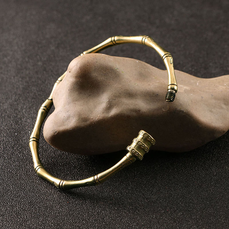 Buddha Stones Bambus Kwiat Lotosu Miedź Mosiądz Bransoletka Pokoju Bangle - Image 2