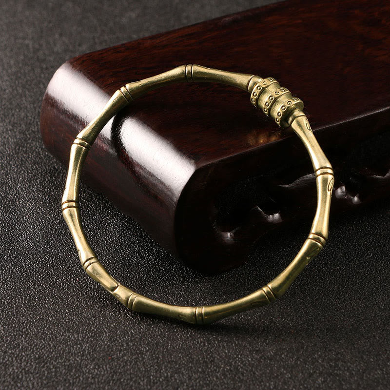 Buddha Stones Bambus Kwiat Lotosu Miedź Mosiądz Bransoletka Pokoju Bangle - Image 3