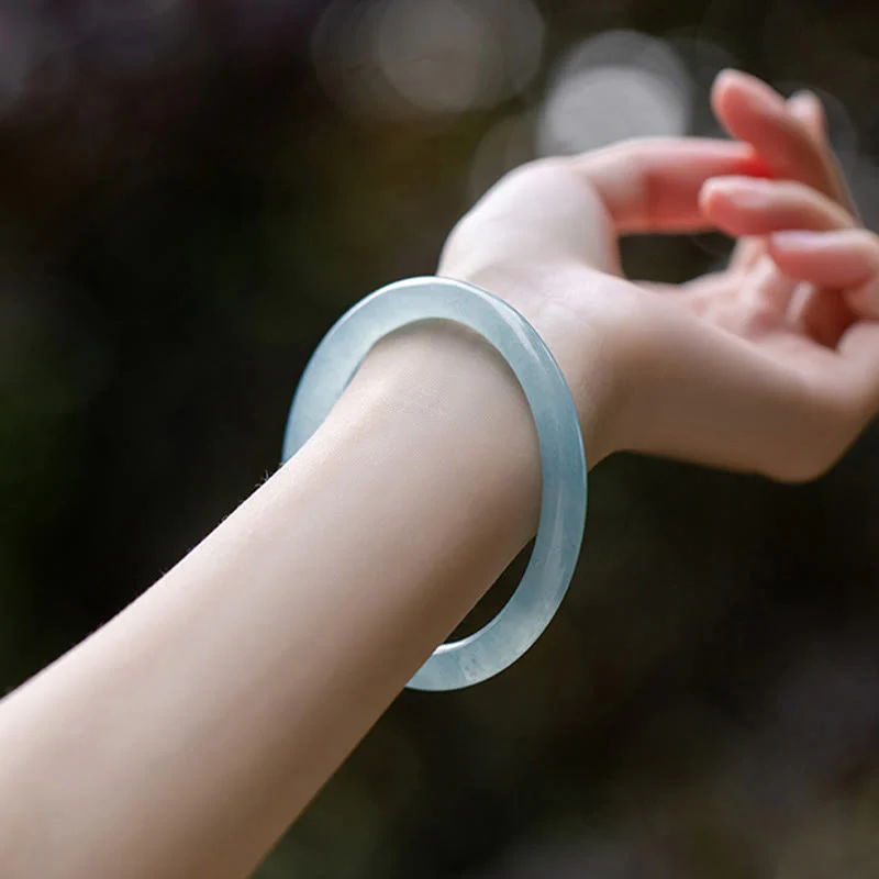 Bransoletka Buddha Stones Natural Aquamarine Serenity Bangle - Image 11