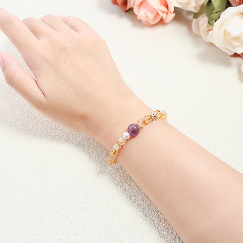 Bransoletka Buddha Stones Natural Citrine Amethyst Prosperity - Image 5