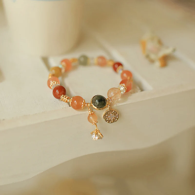 Bransoletka Buddha Stones Natural Multicolored Rutilated Quartz Eight-ramienna gwiazda Flower Wealth - Image 2