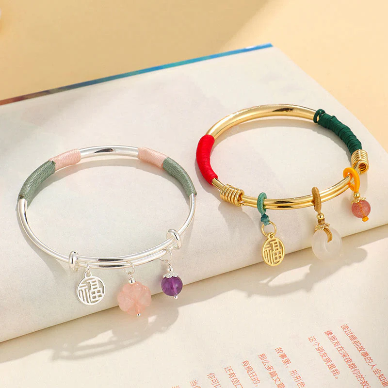 Bransoletka Buddha Stones Pink Crystal Peace Buckle Lucky Flower Love - Image 15
