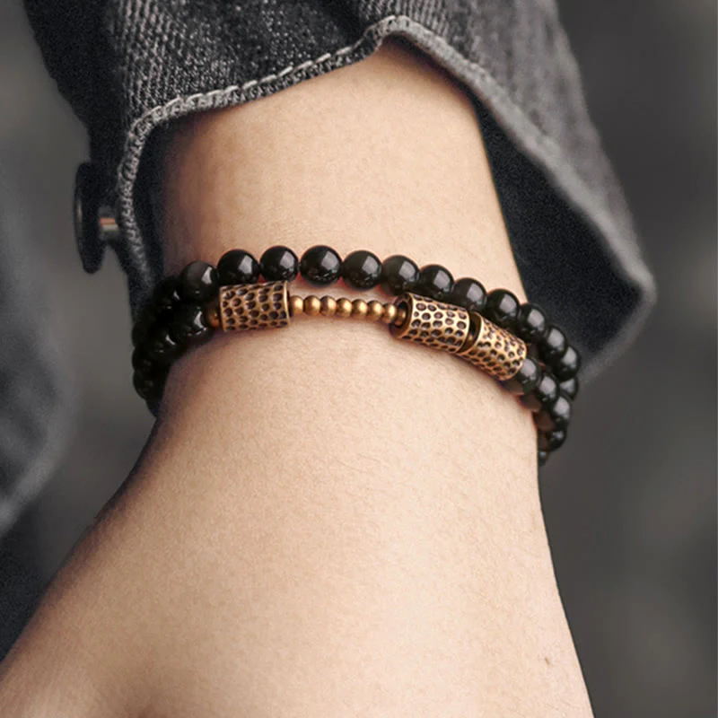 Bransoletka Buddha Stones Rainbow Obsidian Copper Love Double Wrap - Image 10