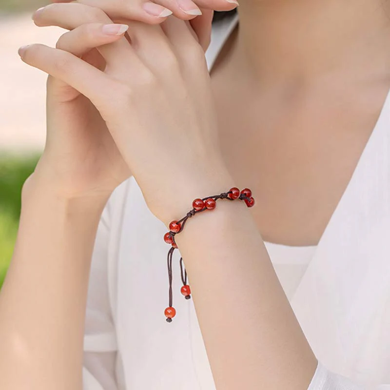 Bransoletka Buddha Stones Red Agat Moss Agat Cinnabar Calm - Image 5
