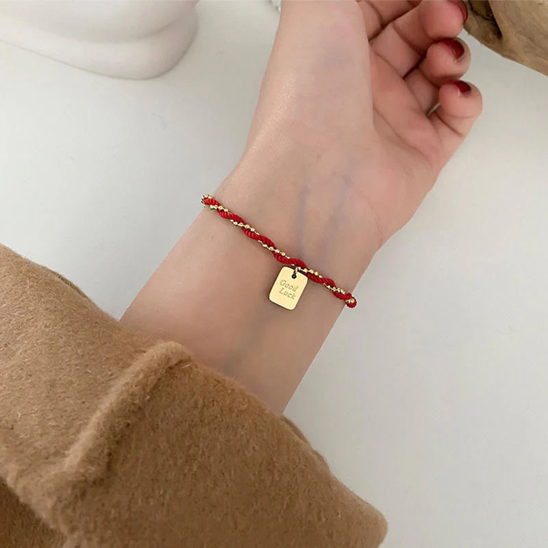 Bransoletka Buddha Stones Red String Gold Plated z miedzi Good Lucky Strength - Image 14