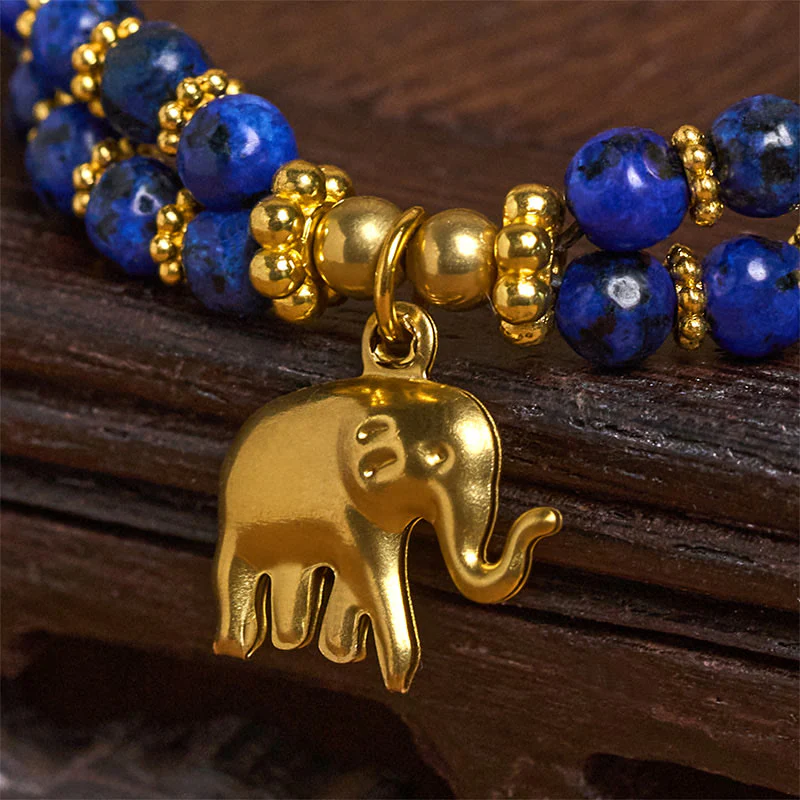 Bransoletka Buddha Stones Turquoise Elephant Luck z podwójną warstwą platerowanej miedzi, zapewniająca siłę - Image 17