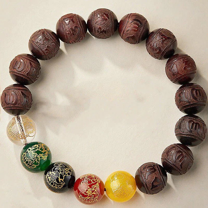 Bransoletka Buddha Stones z małym liściem i czerwonym sandałowcem Five Directions Gods of Wealth Calm - Image 10
