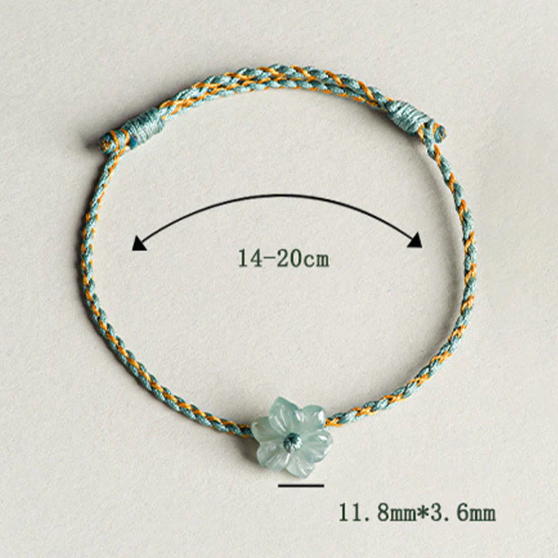 Bransoletka Buddha Stones z zielonego sznurka Jade Orchidea pleciona, ręcznie robiona, na znak dobrobytu - Image 15