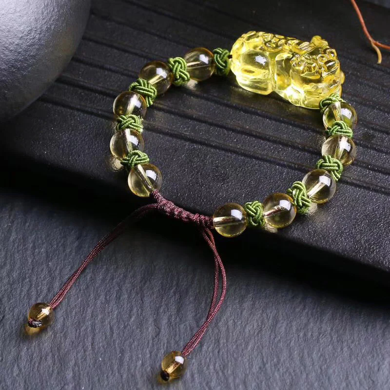 Bransoletka chroniąca bogactwo z Buddha Stones Naturalny cytryn PiXiu - Image 4