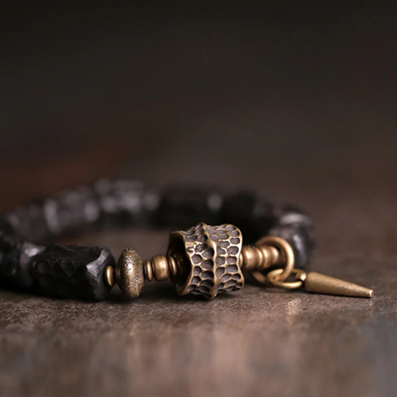 Bransoletka dla par z Buddha Stones, drewna hebanowego i miedzi, równowaga, ochrona - Image 6