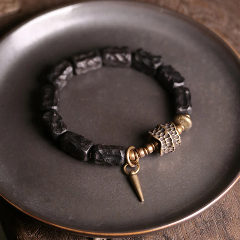 Bransoletka dla par z Buddha Stones, drewna hebanowego i miedzi, równowaga, ochrona - Image 8