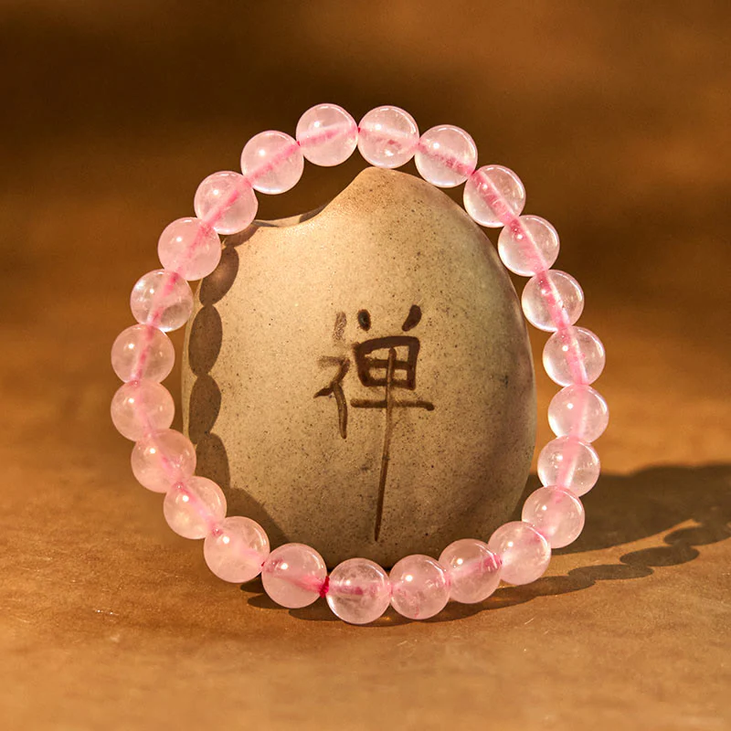 Bransoletka energetyczna uzdrawiająca z różowego kwarcu i Buddha Stones - Image 2