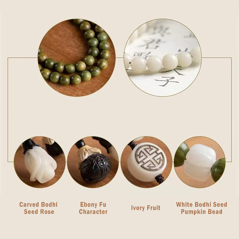 Bransoletka kojąca Buddha Stones Natural Green Sandalwood Bodhi Seed - Image 13
