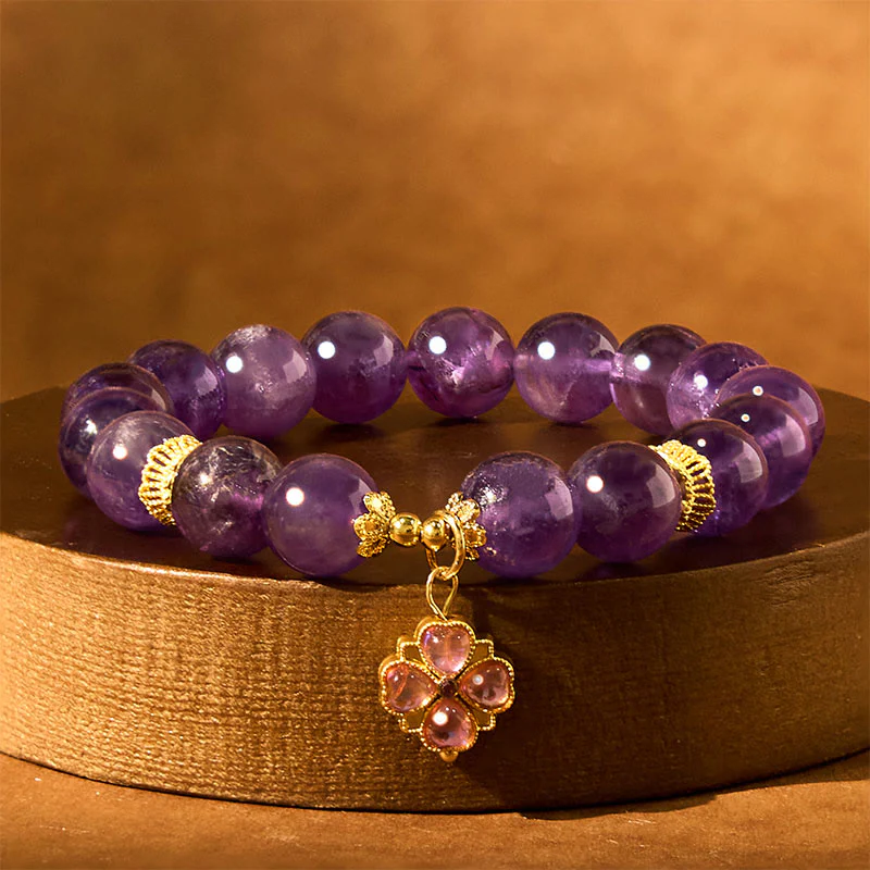 Bransoletka komunikacyjna z zawieszką z czterolistnej koniczyny i Buddha Stones - Image 3