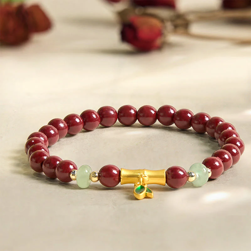 Bransoletka koncentracyjna z Buddha Stones z cynobru i bambusa - Image 2