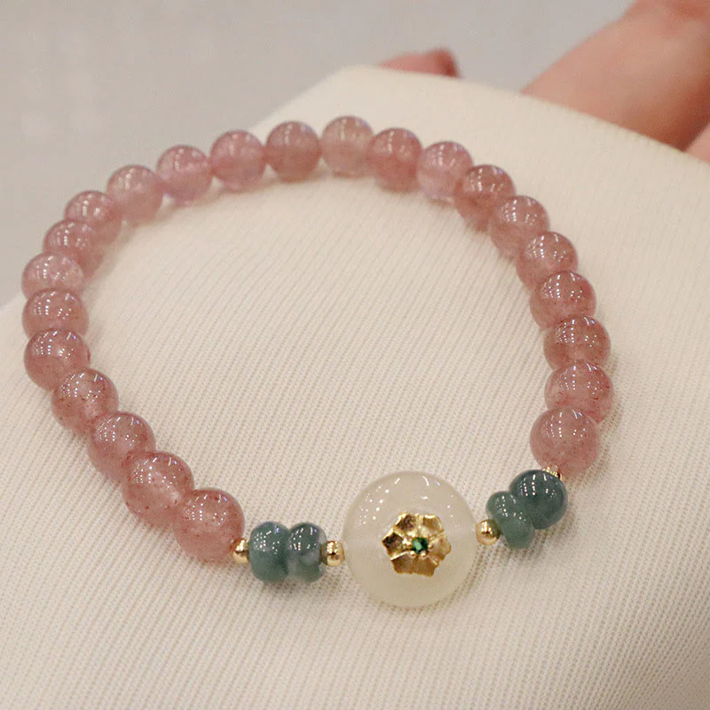 Bransoletka lecznicza Buddha Stones Natural Truskawkowy Kwarc Chalcedon Jade - Image 3
