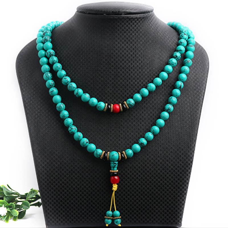 Bransoletka lecznicza Mala z Buddha Stones z tybetańskiego turkusu - Image 12