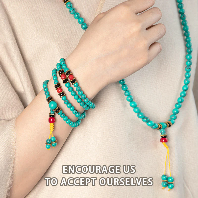 Bransoletka lecznicza Mala z Buddha Stones z tybetańskiego turkusu - Image 3