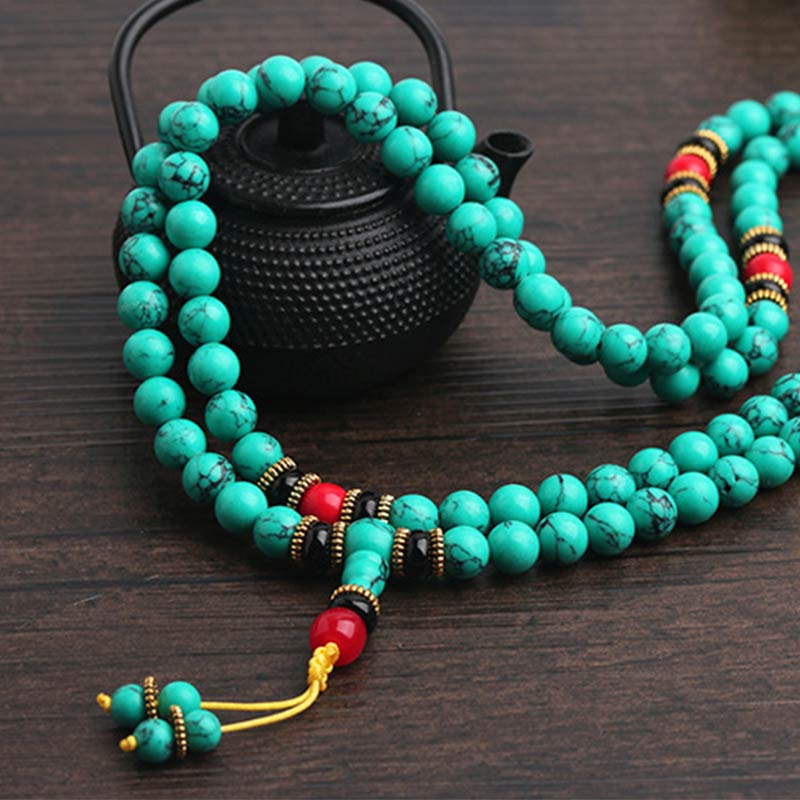 Bransoletka lecznicza Mala z Buddha Stones z tybetańskiego turkusu - Image 8