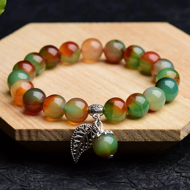 Bransoletka lecznicza z naturalnego zielonego agatu z Buddha Stones - Image 3