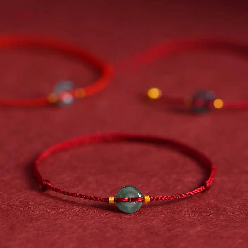 Bransoletka na kostkę z klamrą pokoju z Buddha Stones, monetami z miedzi, jadeitem i czerwonym sznurkiem - Image 9
