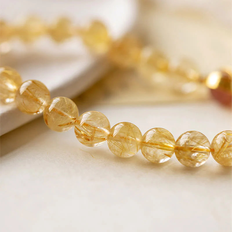 Bransoletka ochronna Buddha Stones Golden Rutilated Quartz i truskawkowy kwarc Star - Image 4