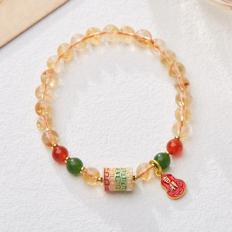Bransoletka ochronna Buddha Stones Natural Citrine Red Agat Green Chalcedon - Image 2
