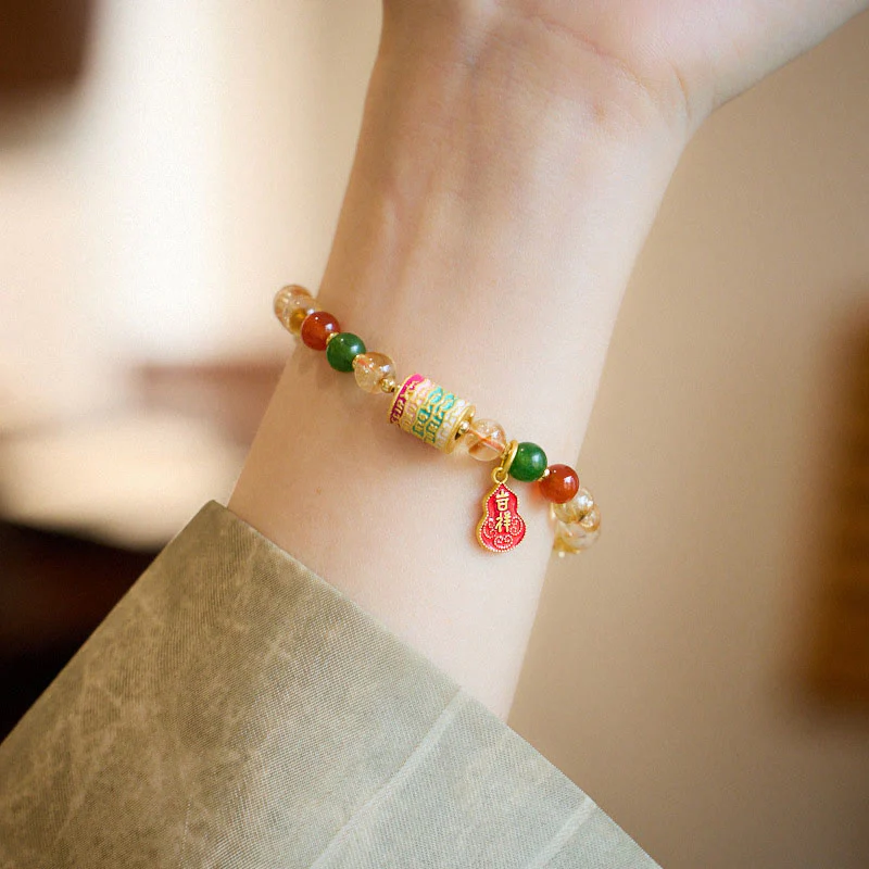 Bransoletka ochronna Buddha Stones Natural Citrine Red Agat Green Chalcedon - Image 5