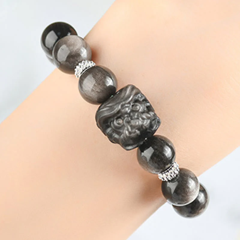 Bransoletka ochronna Buddha Stones Natural Silver Sheen Lion Dance - Image 10